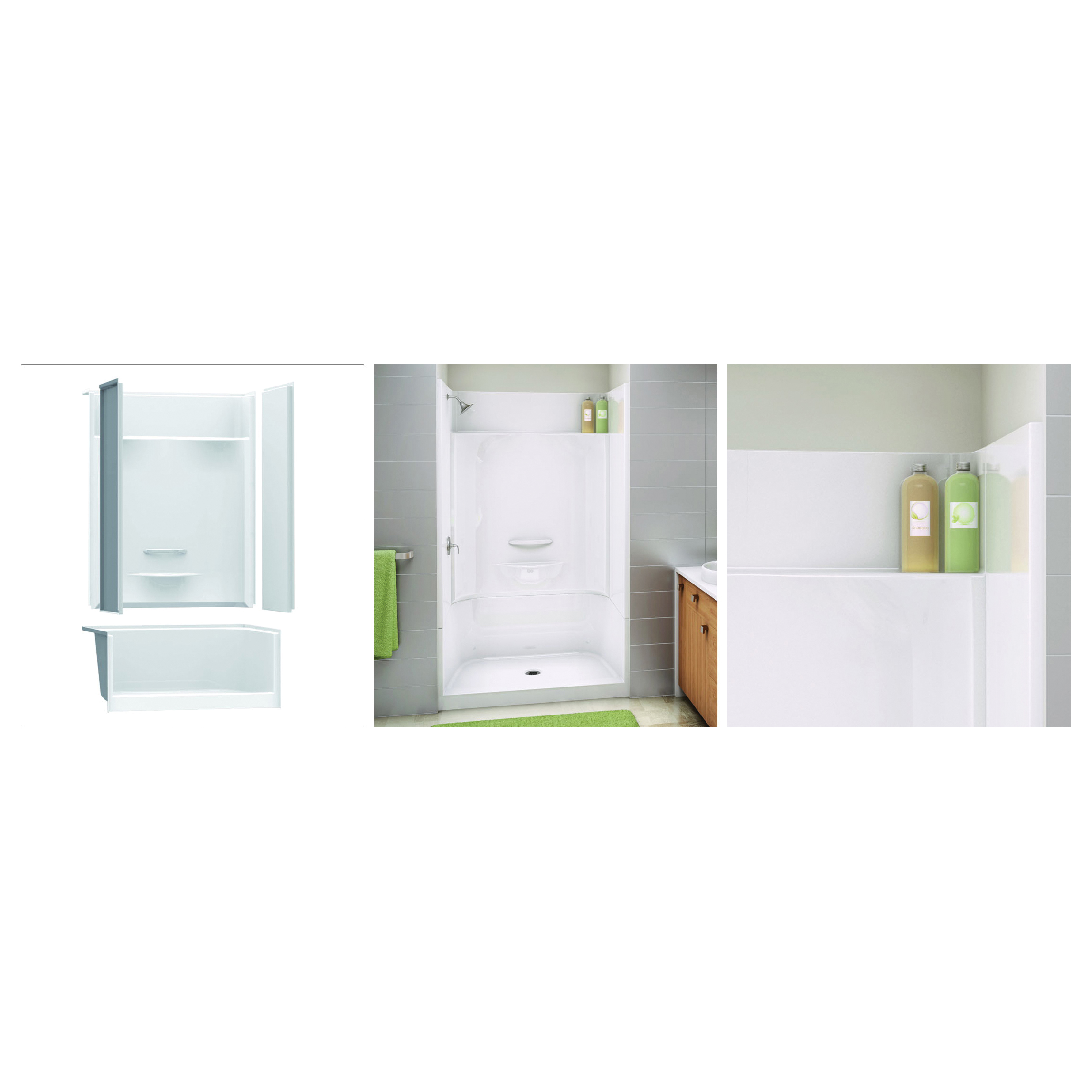 142030L000002 KDS 3448 4Piece Shower With Left Seat, Fiberglass