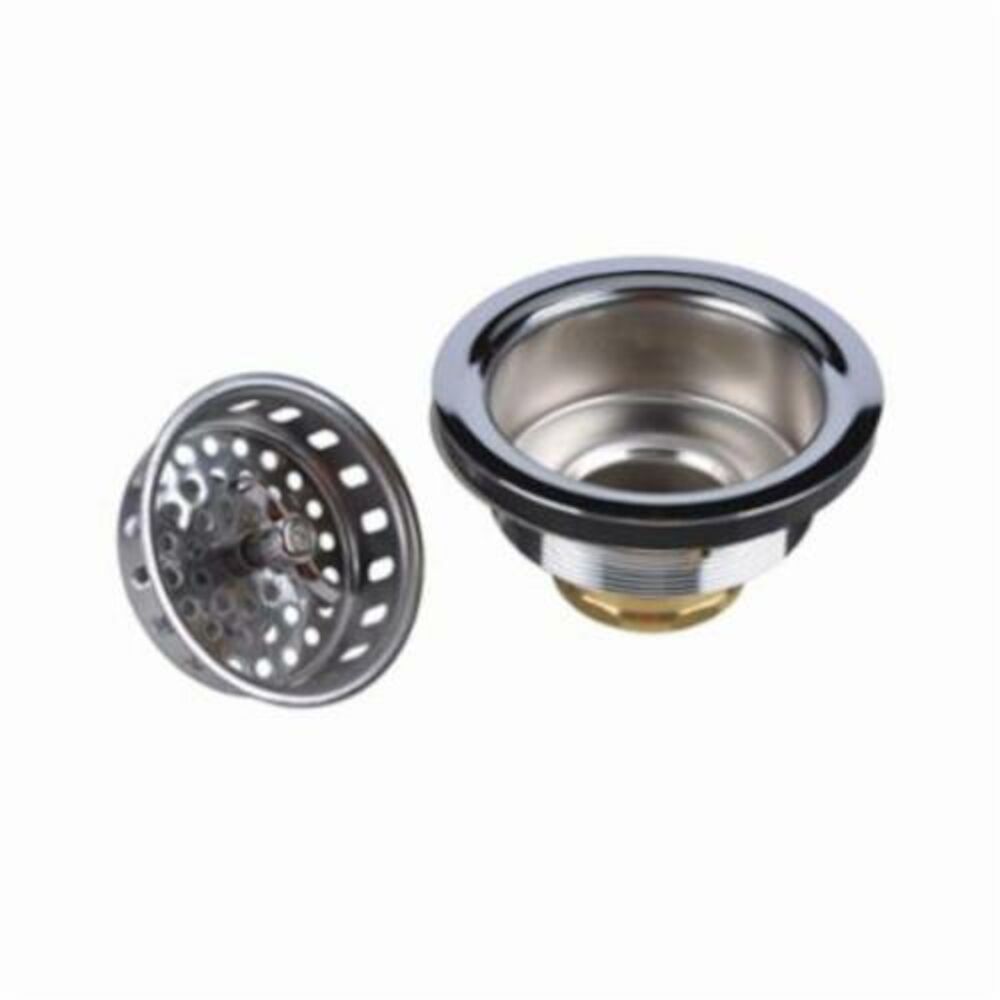 Dearborn® Brass DB711BN Spin-N-Lock Sink Basket Strainer With Brass Nuts, Brass, Chrome Plated, Domestic