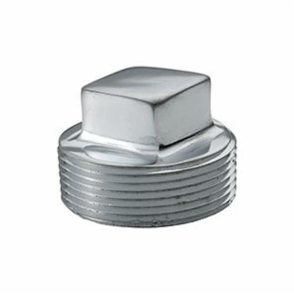 Merit Brass C117-16 Square Head Pipe Plug, 1", Brass, Chrome Plated, Import