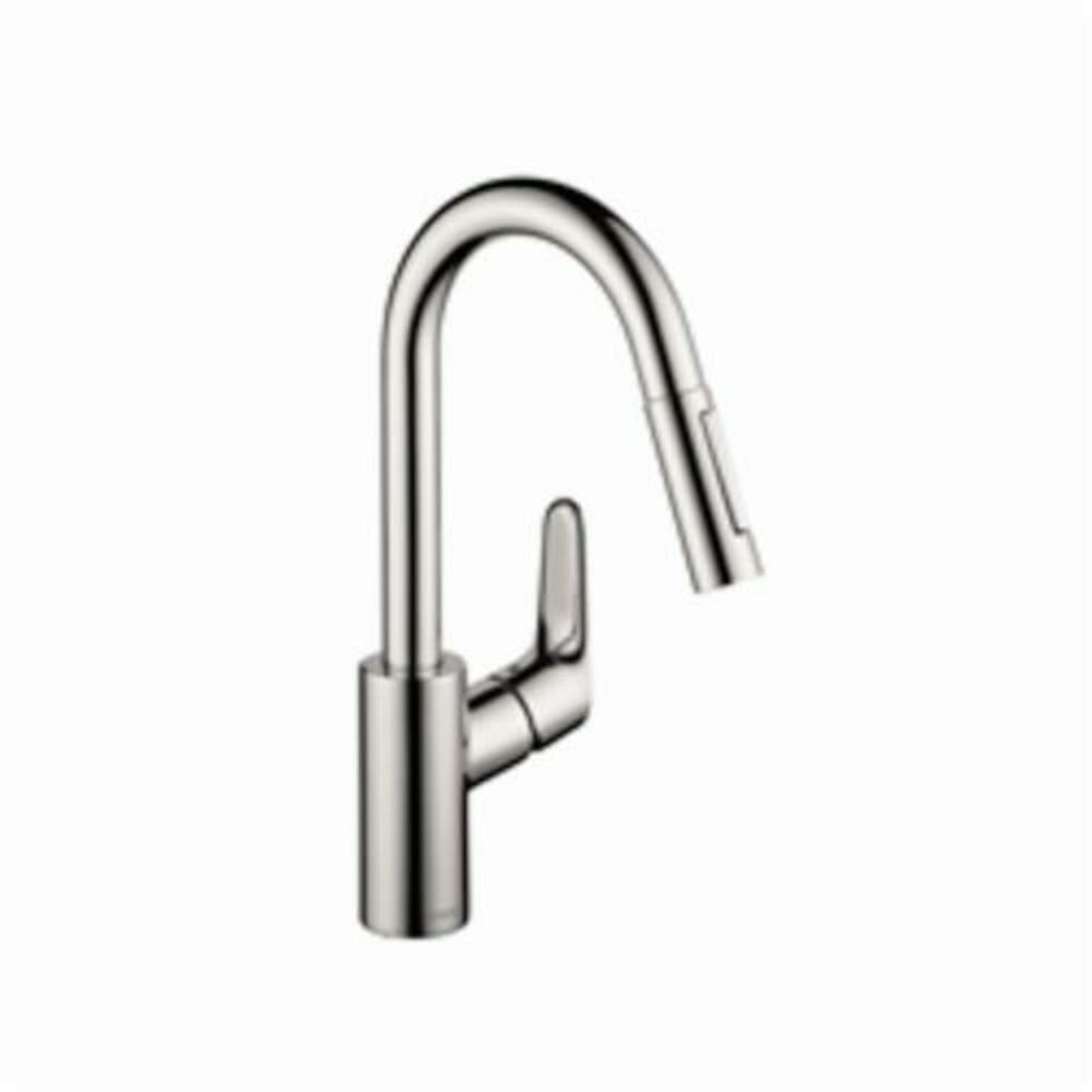 Hansgrohe 04506001 Pull-Down Kitchen Prep Faucet, Focus, 1.75 gpm, Chrome Plated, 1 Handle, 1 Faucet Hole, Domestic, Commercial