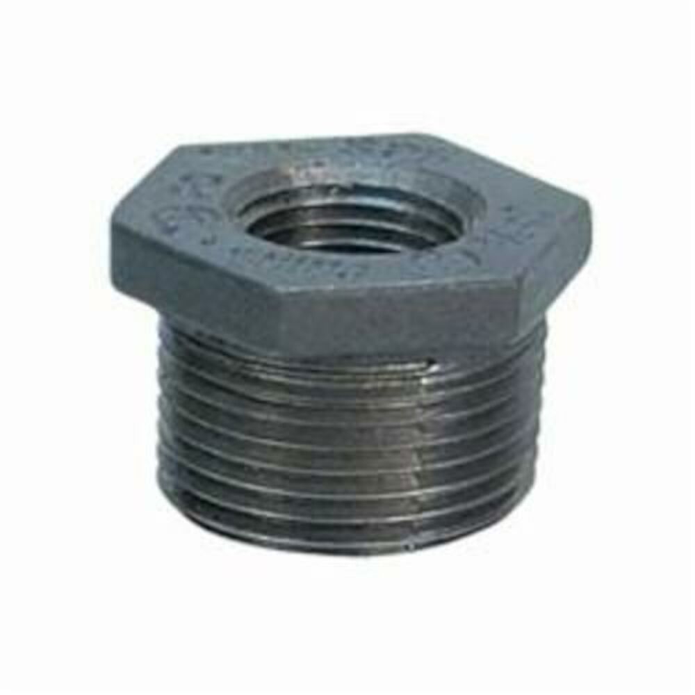FIG 3383 Standard Hex Head Pipe Bushing, 1-1/4x1 in, NPT, 150 lb, Malleable Iron, Black, Import