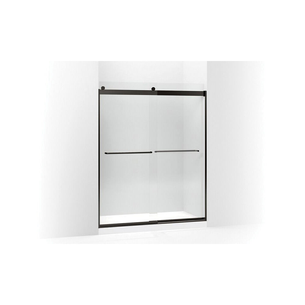 Kohler® 706015-L-ABZ Sliding Shower Door With Towel Bars, Frameless Frame, Tempered Crystal Clear Glass, Anodized Dark Bronze