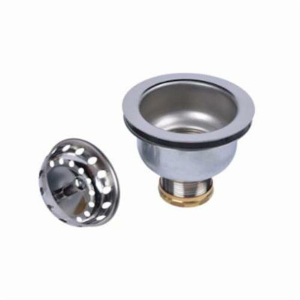 Dearborn® Brass DB1120BN Deep Locking Cup Sink Basket Strainer w/ Brass Nuts, 3-3/4" L, Stainless Steel