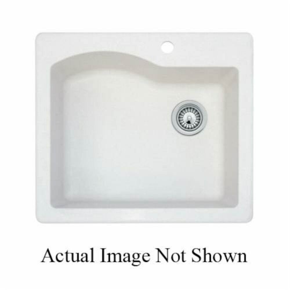 Swan® QZ02522SB.077 Drop-In Kitchen Sink, 21-3/8 in Lx16 in Wx9 in D Bowl, 25 in Lx22 in Wx9-1/2 in H, Granite, Nero
