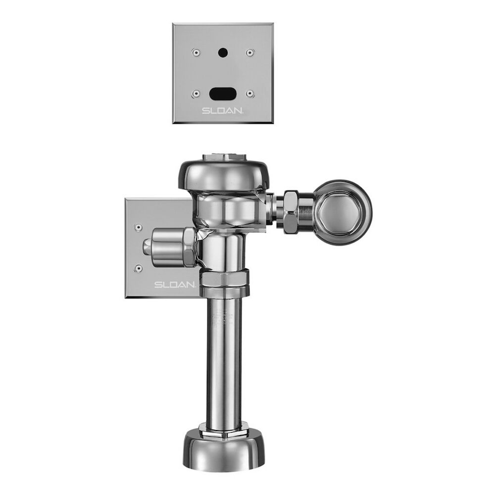 Sloan® 3770026 111 ESS Single-Flush Sensor Exposed Flushometer, Hardwired, 1.28 gpf, 1-1/2" Spud, 15 to 80 psi, Polished Chrome