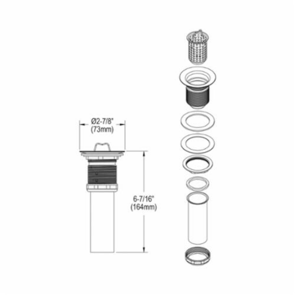 LK36 Drain Fitting, 2 in, Nickel Plated, Overflow Yes/No: No, Brass Drain, Includes Lift Rod: No