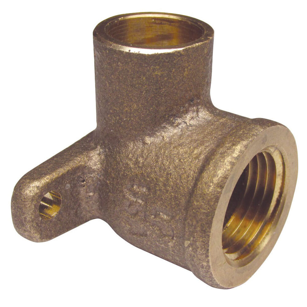 Solder Drop-Ear 90 deg Elbow, 3/8 in, CxFemale, Brass, Domestic, Lead-Free, 1/2 in OD