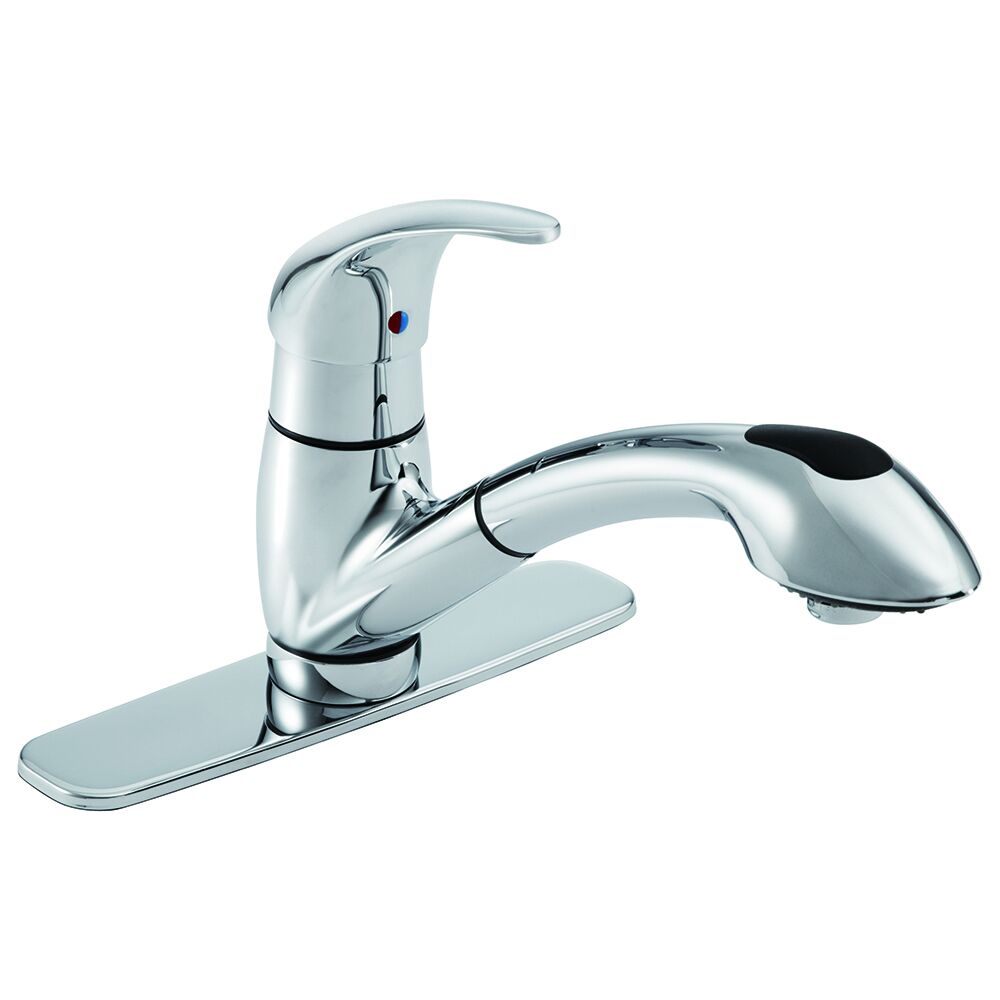 Gerber® Viper® 40-166 Single Handle Pull-out Kitchen Faucet w/ deck plate, Chrome
