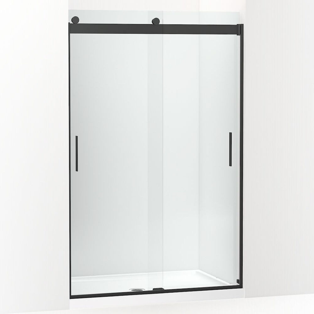 Kohler® Levity® Sliding Shower Door, 74" H x 43-5/8 - 47-5/8" W, with 1/4" thick Crystal Clear glass, Matte Black