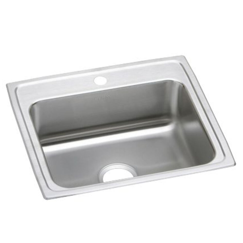 Elkay® LRQ22191 22"x 19-1/2"x 7-5/8" Lustertone™ Classic Drop-In Kitchen Sink, Rectangular, 1 Faucet Hole, Stainless Steel, Lustertone
