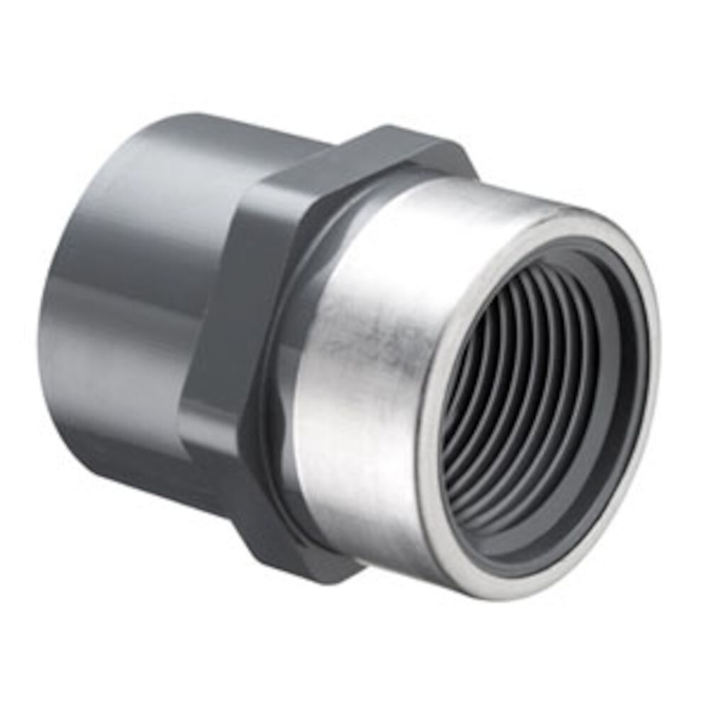 835-020SR 2" Special Reinforced Adapter w/ Stainless Steel Collar, SocketxFNPT, SCH 80, PVC