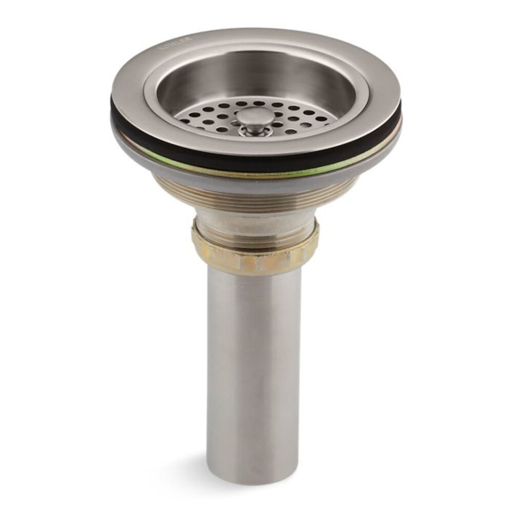 Kohler® 8801-VS Duostrainer® Manual Sink Strainer with Tailpiece, Solid Brass, Stainless Steel