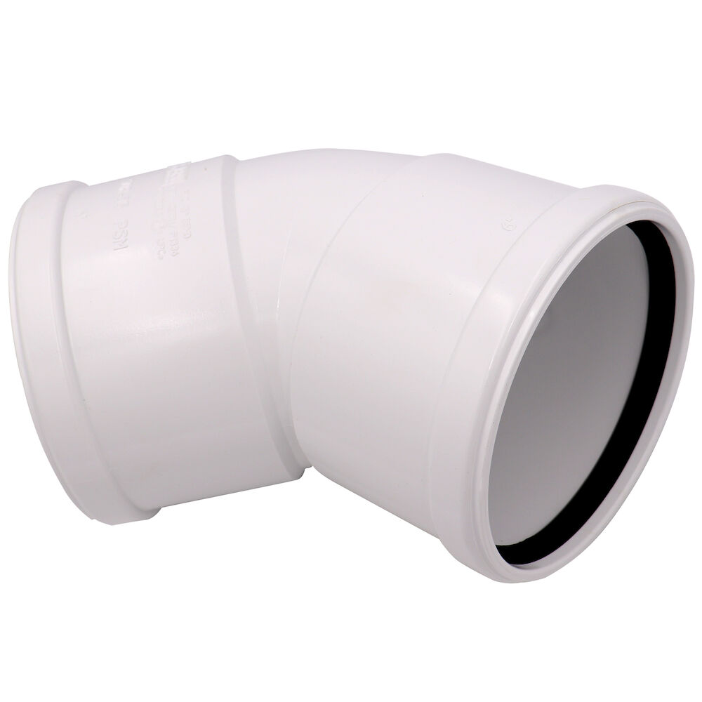 121-0004 45 deg Sewer Elbow, 4", Gasket, SDR 35, PVC