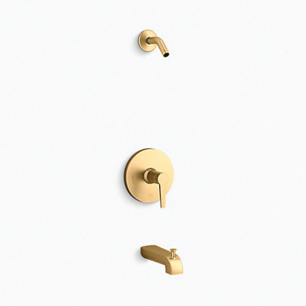 Kohler® TLS97074-4-2MB Bath and Shower Trim Set, Vibrant® Brushed Moderne Brass