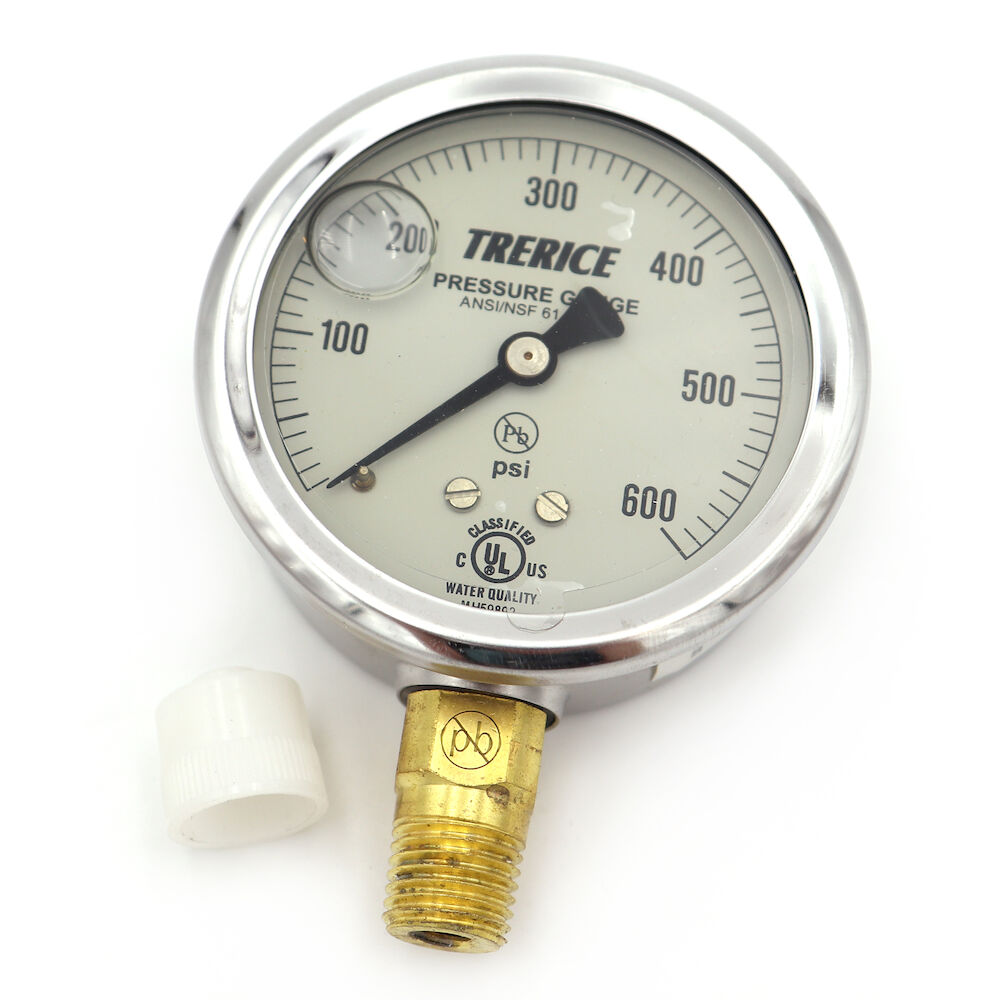 Trerice D82LFB-25-02-L-A-160 D80 Industrial Pressure Gauge, Glycerin Liquid Filled