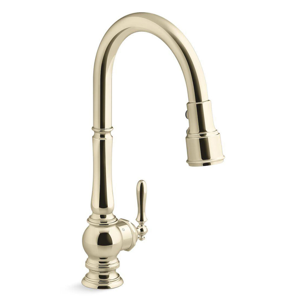 Kohler® 29709-AF 29709 Artifacts Pull Down Kitchen Sink Faucet, 1.5 gpm Flow Rate, Vibrant French Gold, 1 Handles, 1 Faucet Holes, Touch Control Function
