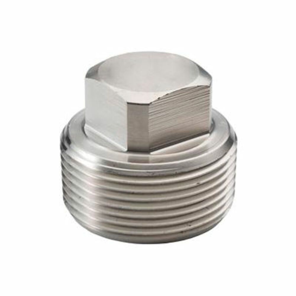 Merit Brass Co 3617DA-04 Square Head Pipe Plug, 1/4" Nominal, MNPT End Style, 3000 lb, 316/316L Stainless Steel