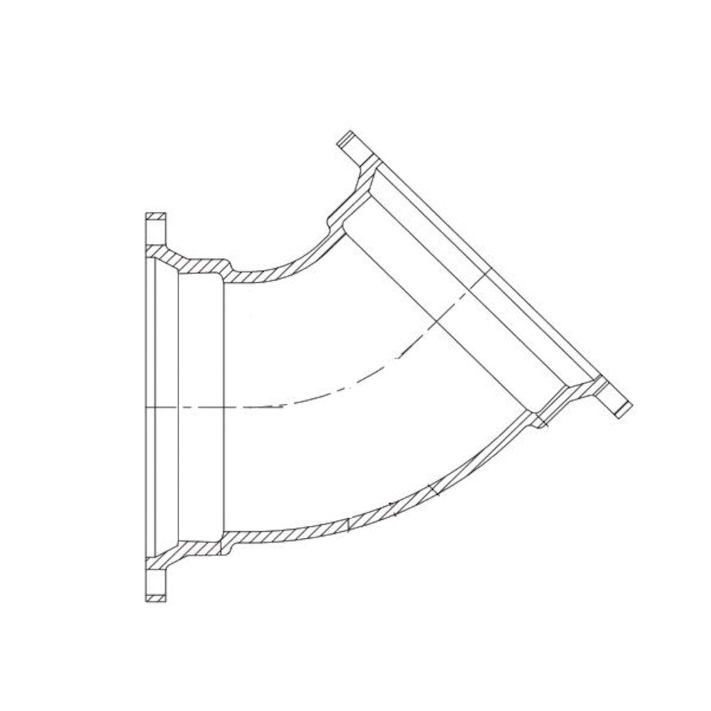 TYLER UNION® 100195 Compact 45 deg Elbow, 6 in, Mechanical Joint, Ductile Iron, Cement Lined, Domestic