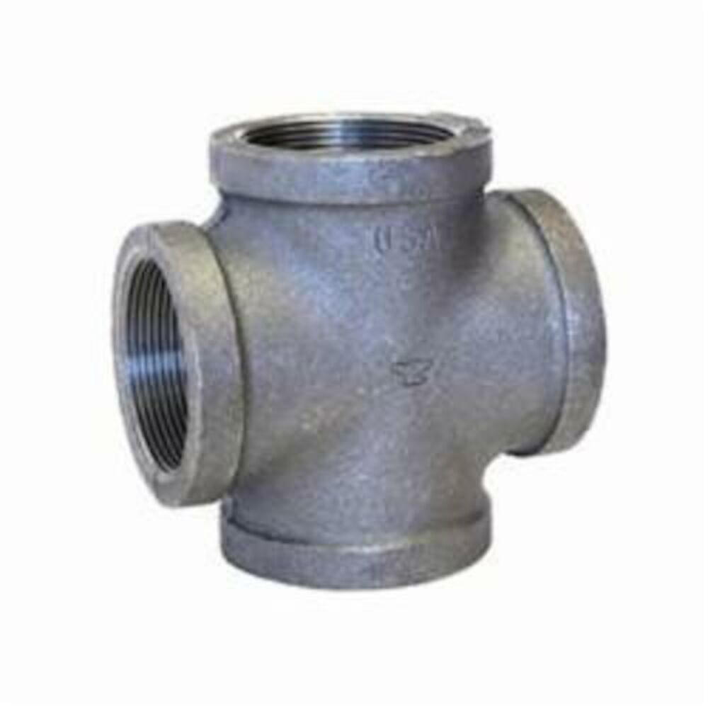 FIG 1107 Pipe Cross, 3/4 in, FNPT, 150 lb, Malleable Iron, Black