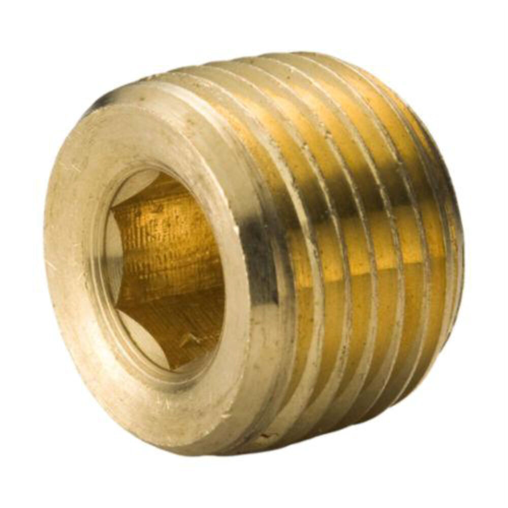 Hex Head Countersunk Plug, 1/2 in, MNPT, 125 lb, Brass, Rough, Domestic