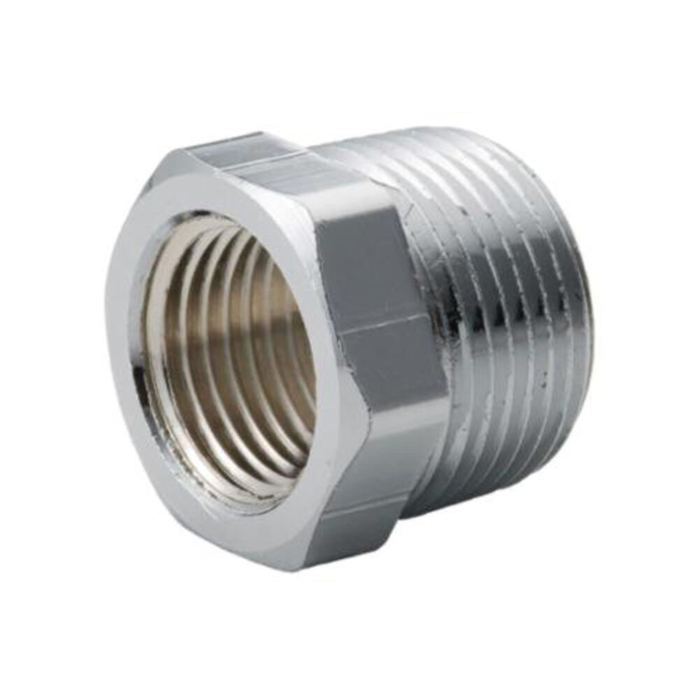 Merit Brass C114-1208 Hex Head Pipe Bushing, 3/4x1/2 in, MNPTxFNPT, Brass, Chrome Plated, Import