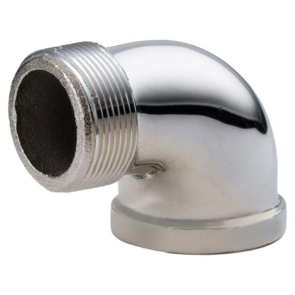 Merit Brass C103-06 90 deg Street Elbow, 3/8", MNPTxFNPT, Brass, Chrome Plated