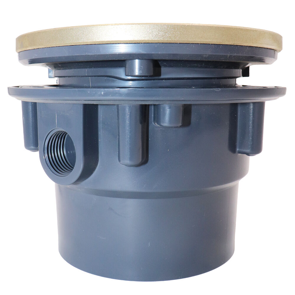 842-3PNR Adjustable On-Grade Floor Drain With Threaded Brass Insert, 3" Outlet, Hub Connection, PVC Drain