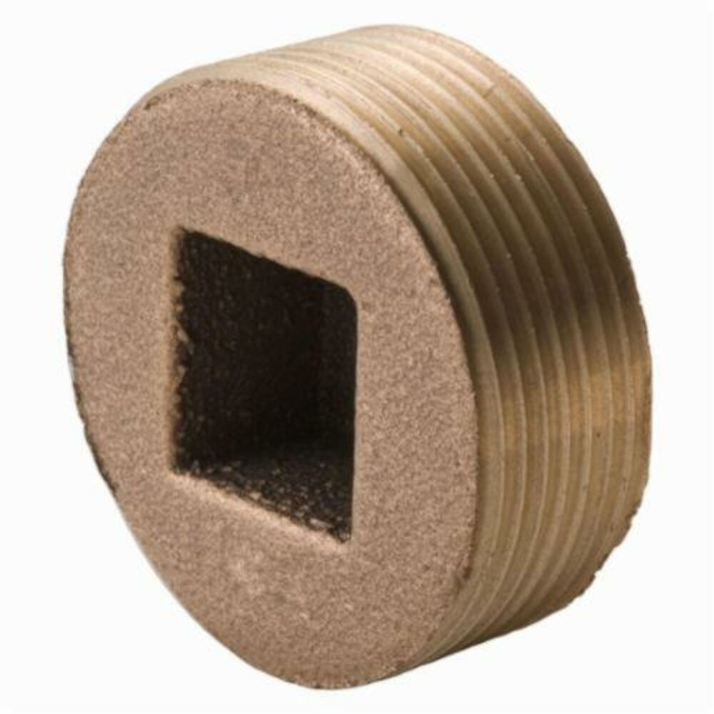 Merit Brass NL118-20 Square Head Countersunk Plug, 1-1/4 in, MNPT, 125 lb, Brass, Rough, Domestic