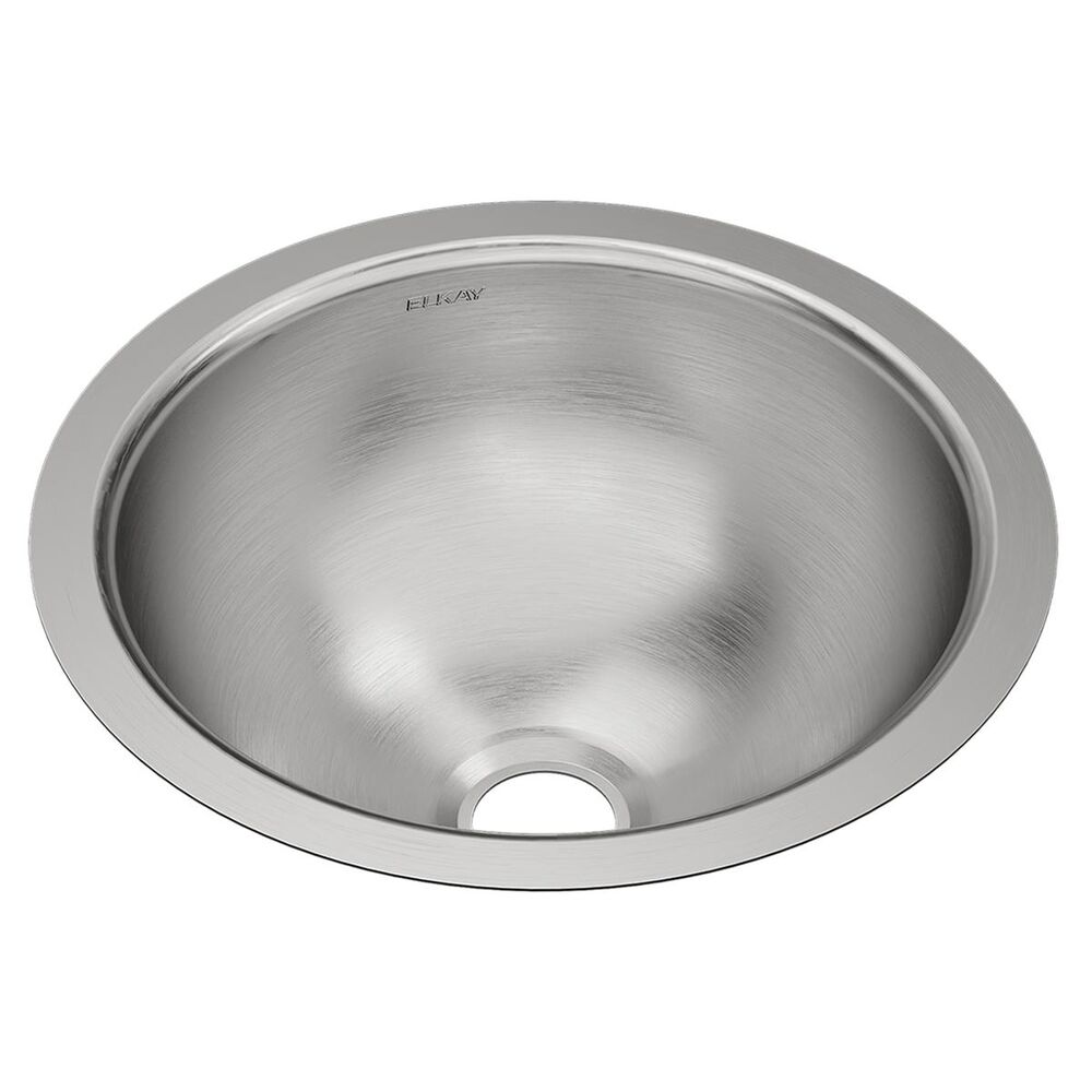 ELUH12 Elkay 14-3/8" Bathroom Sink, Asana, Round, 0 Faucet Holes, Single Bowl, Undermount, Stainless Steel, Lustrous Satin
