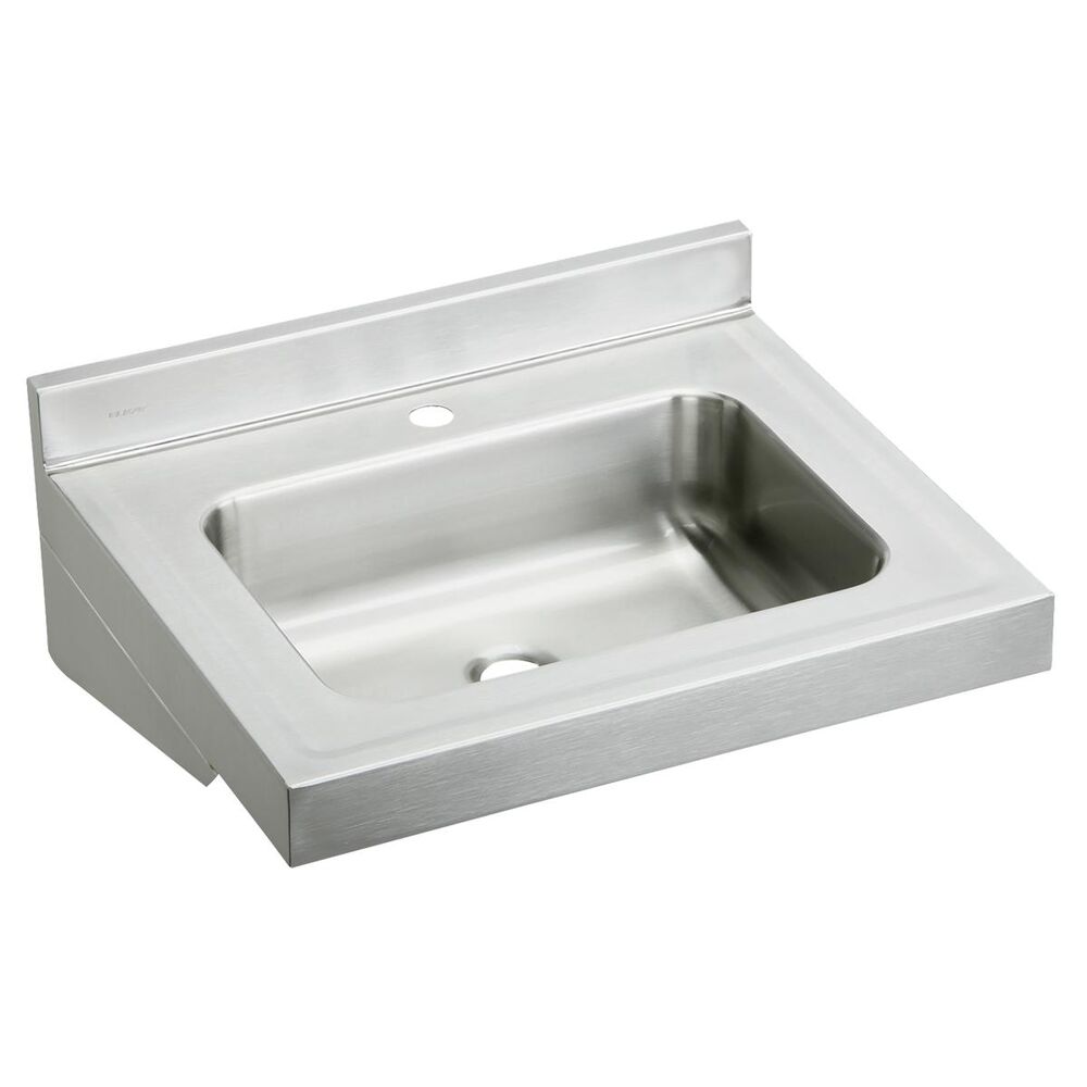 ELV22191 Elkay 22" Lavatory Sink, Rectangular, 1 Faucet Hole, Single Bowl, Wall Mount, Stainless Steel, Buffed Satin