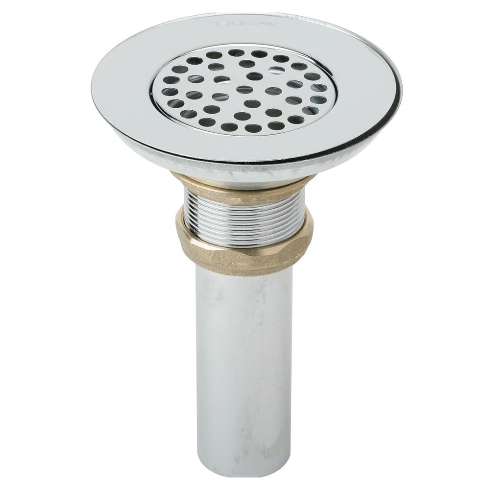 LK18 Elkay 3-1/2" Sink Drain with Grid Strainer and Tailpiece, Nickel Plated Brass Body, Polished Nickel