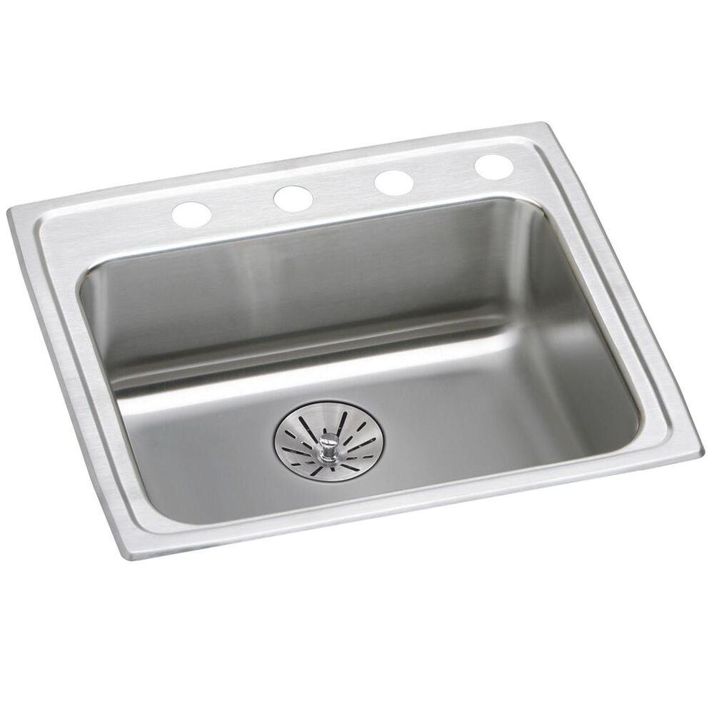 LRAD252165PD3 Elkay 25"x21-1/4"x6-1/2" ADA Sink and Perfect Drain, Lustertone Classic, Rectangular, 3 Faucet Holes, Single Bowl, Drop-In, Stainless Steel, Lustrous Satin