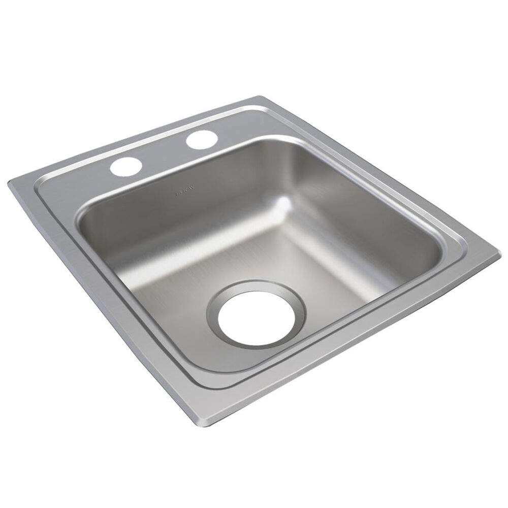 LRAD1517552 Elkay 15"x5-1/2" ADA Kitchen Sink, Lustertone Classic, Rectangular, 2 Faucet Holes, Single Bowl, Drop-In, Stainless Steel, Lustrous Satin