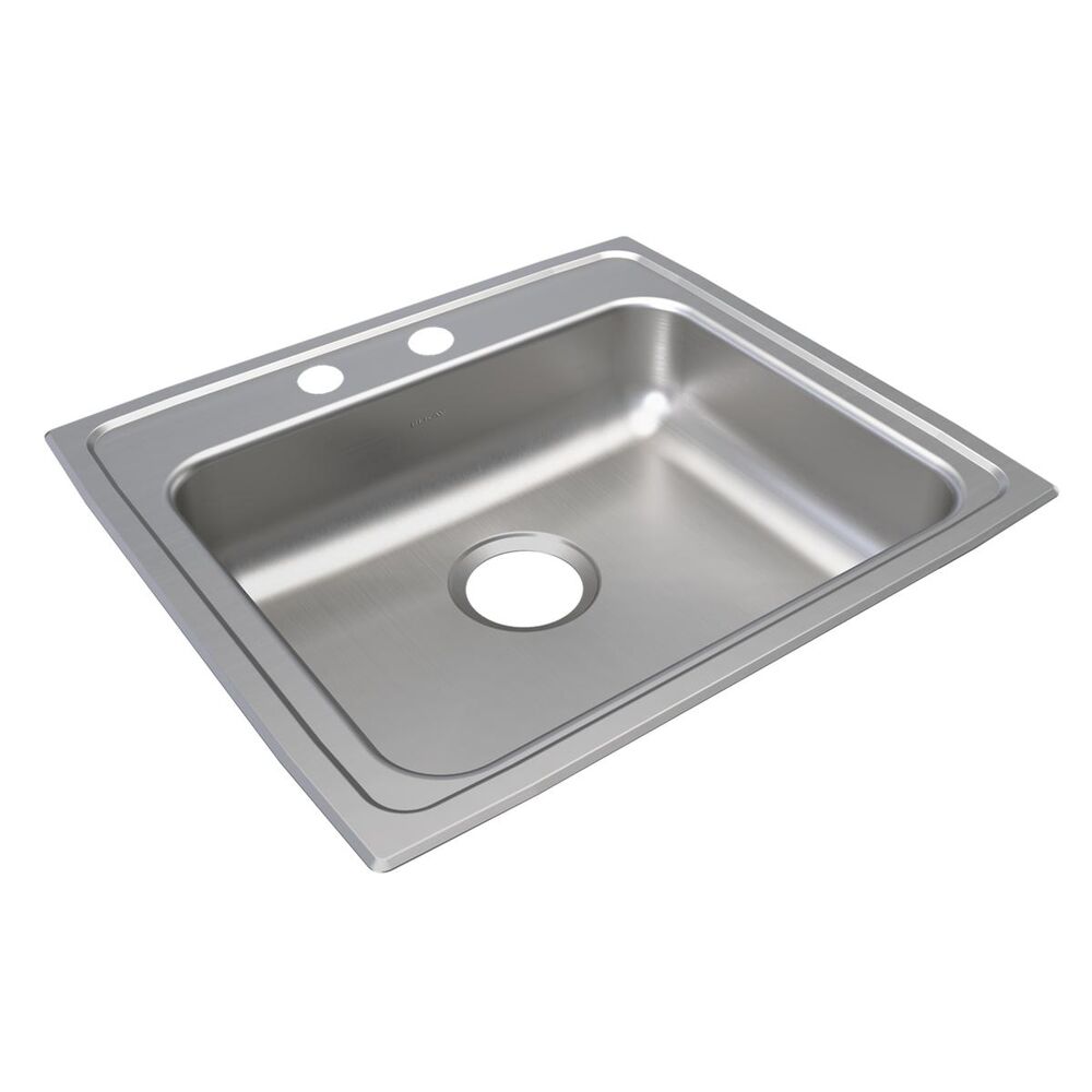 LRAD2219502 Elkay 22"x5" ADA Kitchen Sink, Lustertone Classic, Rectangular, 2 Faucet Holes, Single Bowl, Drop-In, Stainless Steel, Lustrous Satin