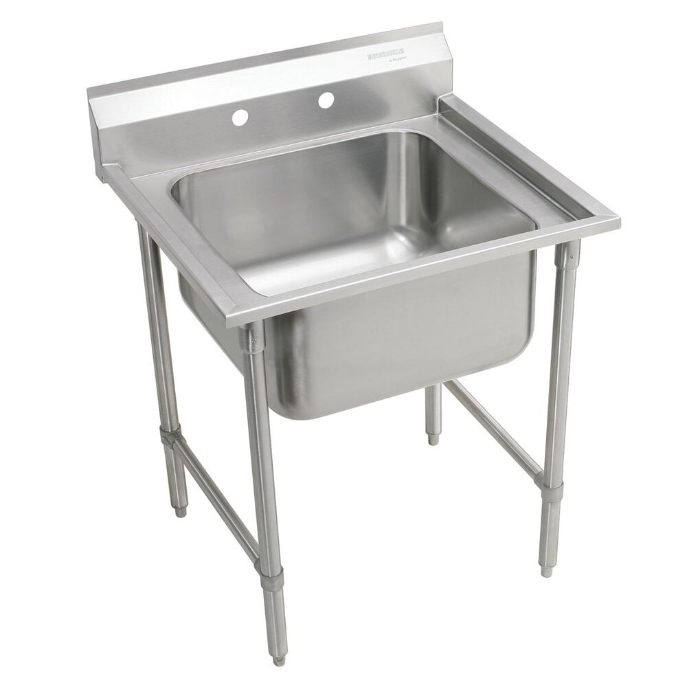RNSF81242 Elkay 33" Scullery Sink, Rigidbilt, 2 Faucet Holes, Single Comparment, Floor Mount, Stainless Steel, Buffed Satin