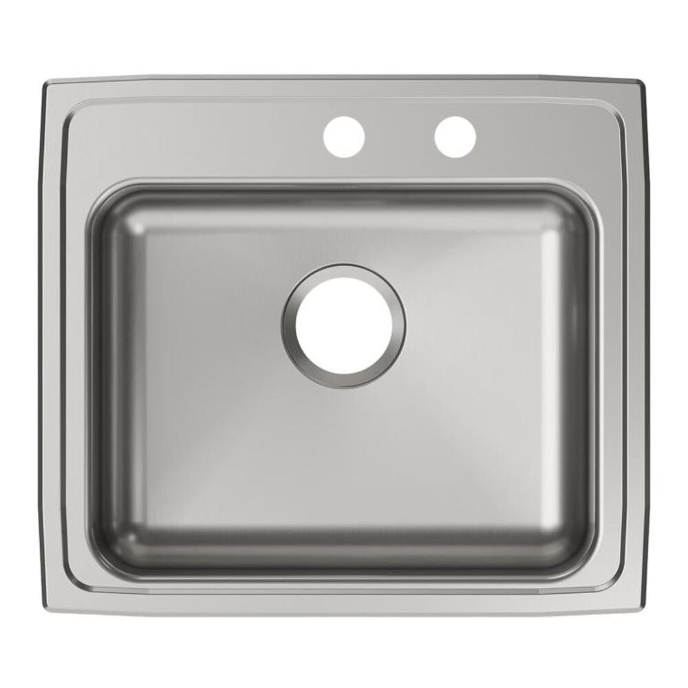 LRAD221965MR2 Elkay 22"x6-1/2" ADA Kitchen Sink, Lustertone Classic, Rectangular, MR2 Faucet Hole, Single Bowl, Drop-In, Stainless Steel, Lustrous Satin