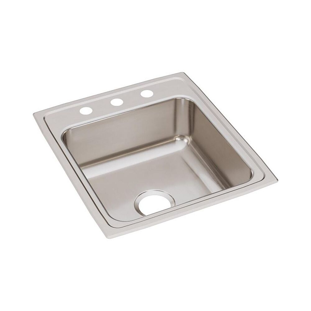 LRAD202260MR2 Elkay 19-1/2"x22"x6" ADA Kitchen Sink, Lustertone Classic, Rectangular, MR2 Faucet Hole, Single Bowl, Drop-In, Stainless Steel, Lustrous Satin