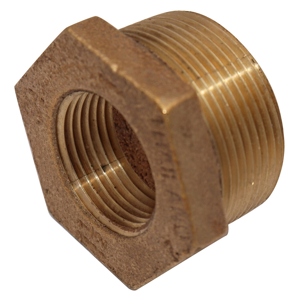 Hex Head Pipe Bushing, 1-1/2x1", MNPTxFNPT, 125 lb, Brass, Rough, Import
