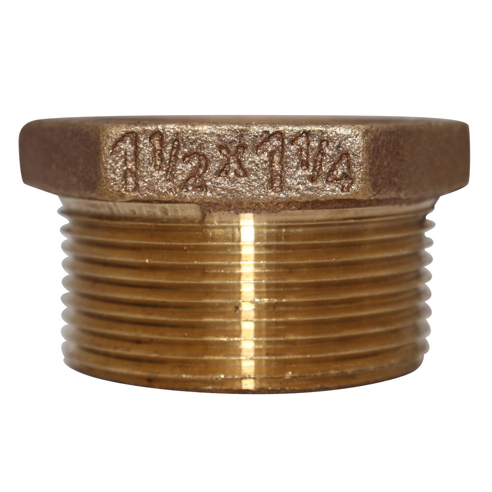 Hex Head Pipe Bushing, 1-1/2x1-1/4 in, MNPTxFNPT, 125 lb, Brass, Rough, Import