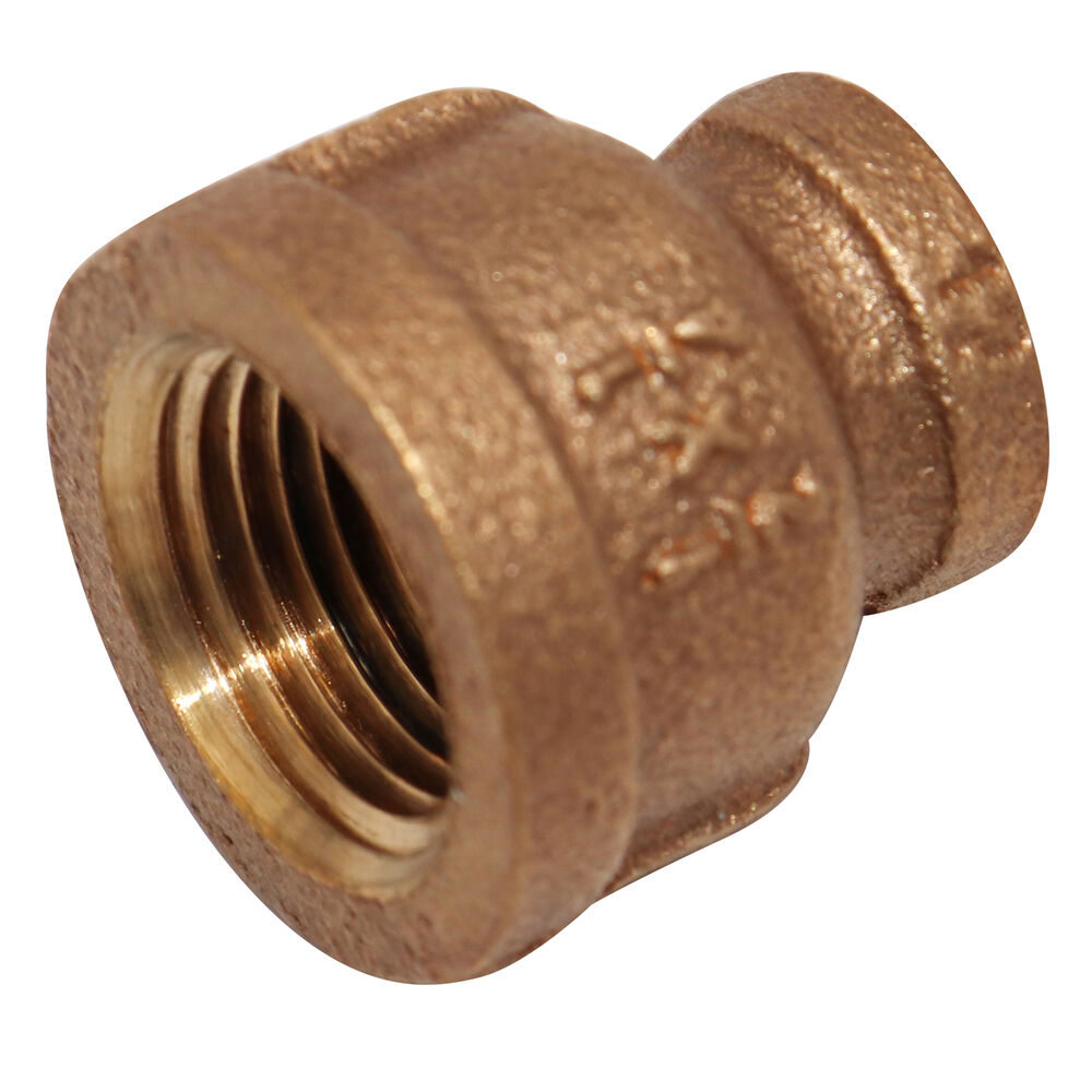 Pipe Reducing Coupling, 1/2x1/4 in, FNPT, 125 lb, Brass, Rough, Import