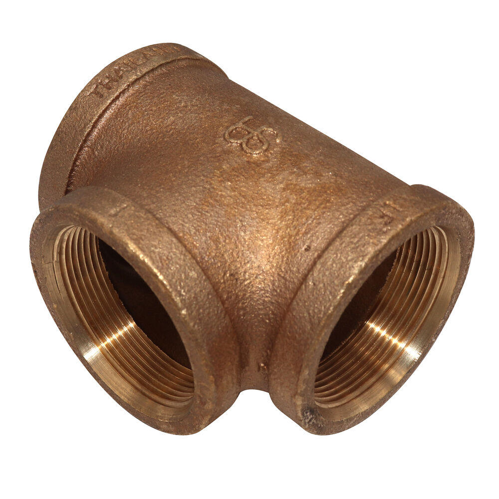Straight Pipe Tee, 2", FNPT, 125 lb, Brass, Rough, Import