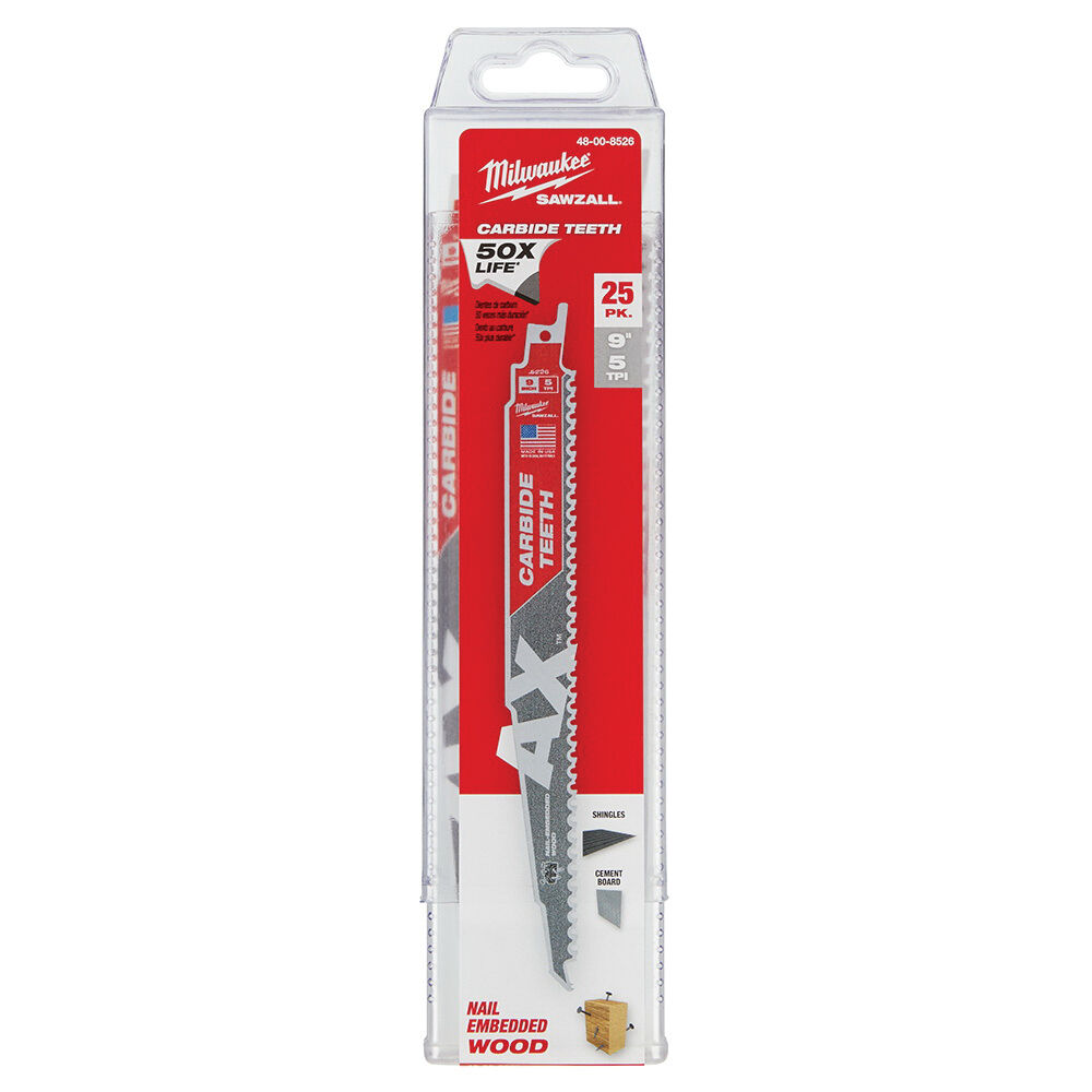 Milwaukee® Tool 48-00-8526 AX™ Reciprocating Saw Blade, 9" L, 7