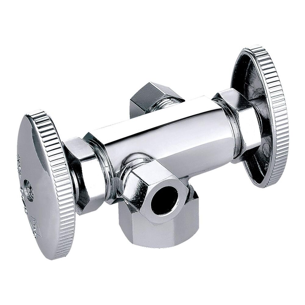 134-G2C1C1CDH04 Multi-Turn Angle Supply Stop With Dual Handle, 5/8x3/8x3/8" Nominal, Chrome Plated