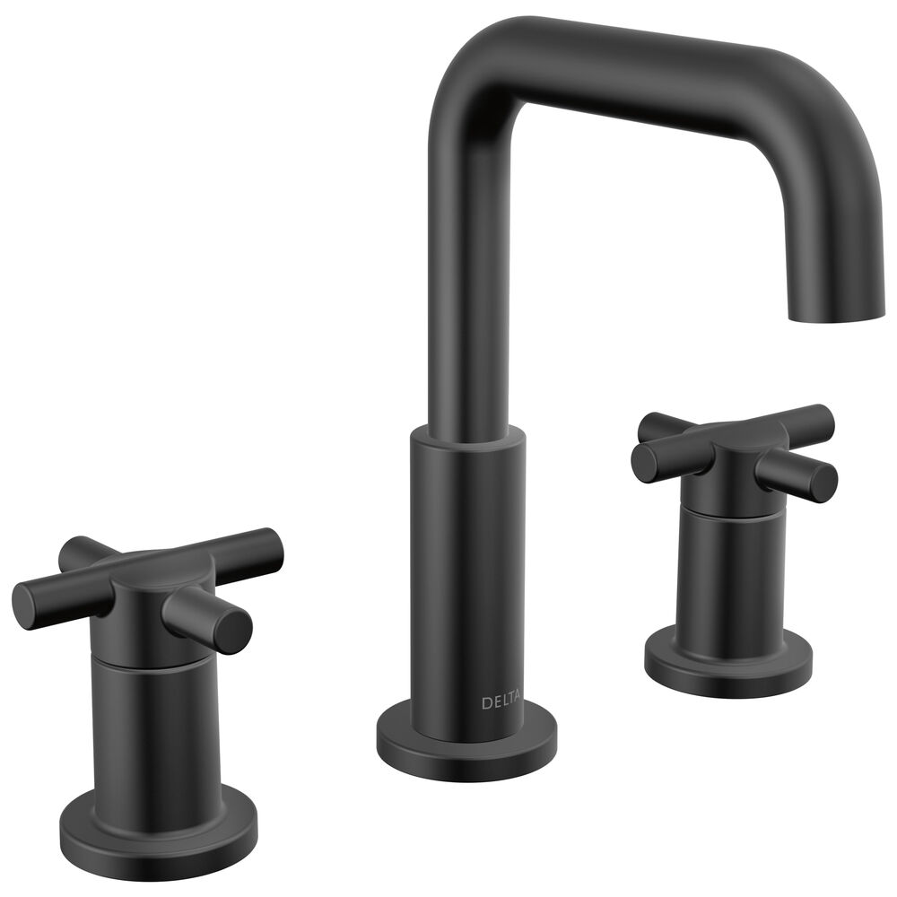 DELTA® 35894LF-BL Nicoli™ Widespread Bathroom Faucet, 1.2 gpm, 5-13/16" H Spout, 6 to 16" Center, 2 Handles, Pop-Up Drain, Matte Black