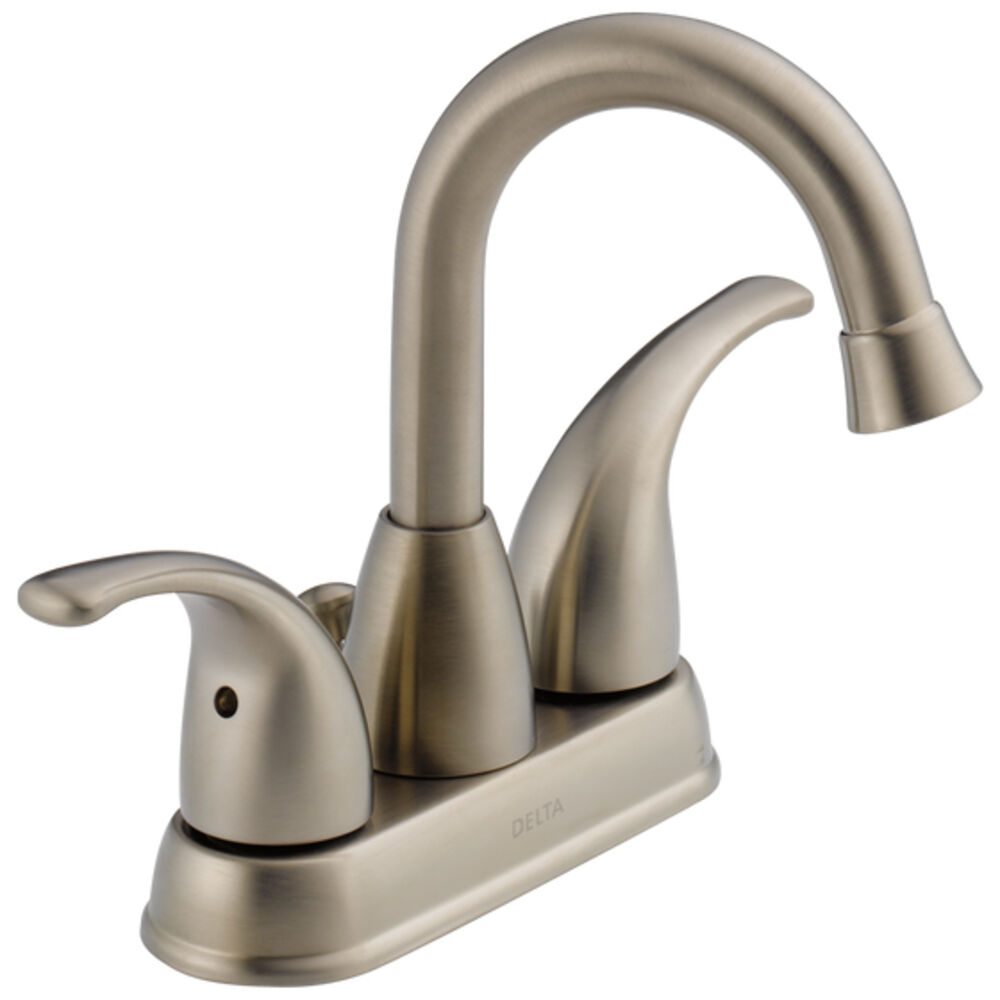 DELTA® B2519LF-BN Foundations® Centerset Bathroom Faucets, 2 Handles, 1.2 gpm, Brushed Nickel