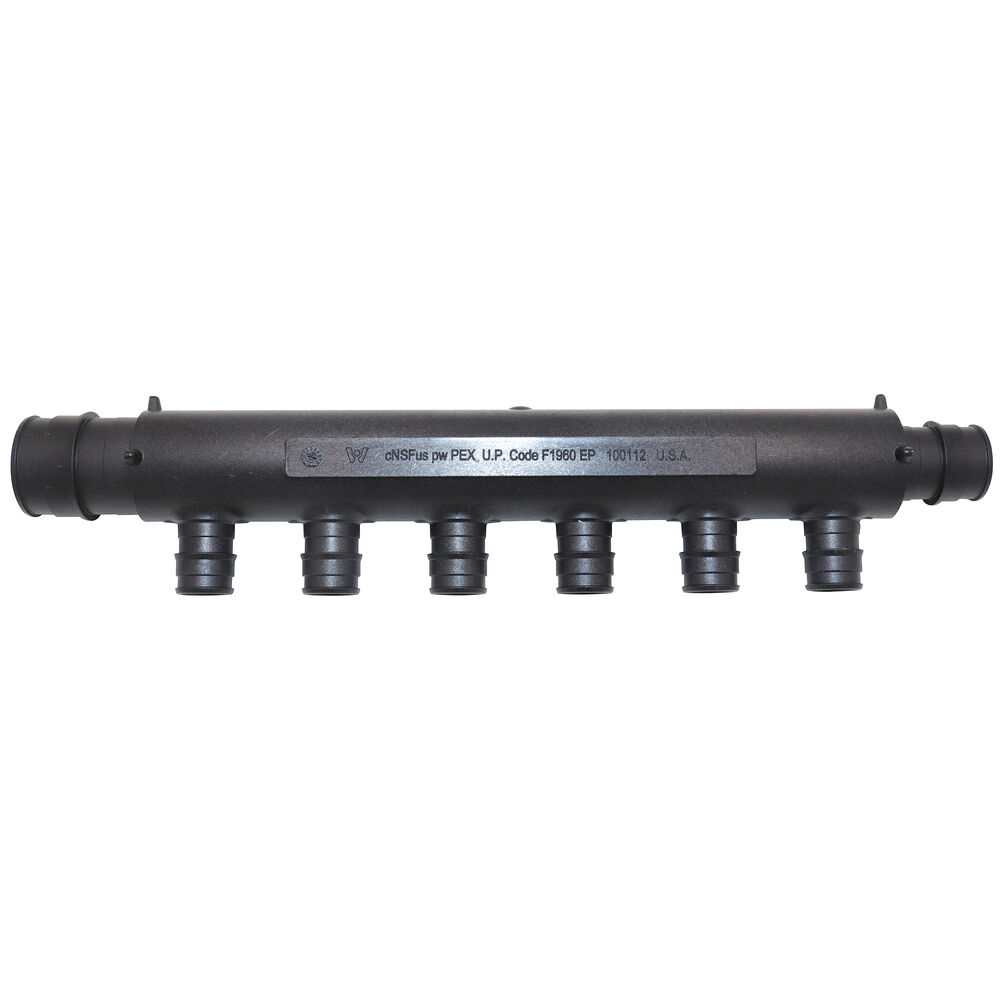 Uponor Q2261057 Flow-Through Tee, 1x3/4 in, F1960 Cold Expansion PEX, Polysulfone, 6 Outlets