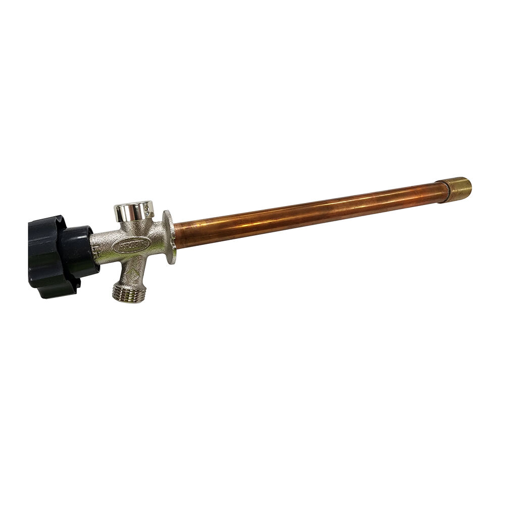 Prier® 482-12G Diamond 400 Freezeless Wall Hydrant, 3/4 in SWT with 12" Extension, 180 deg Half Turn Wall Opening, Gray Handle