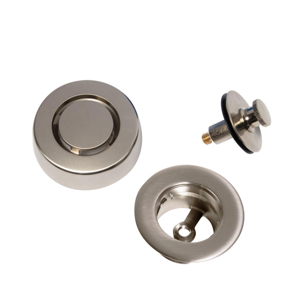 Dearborn® True Blue® Bath Waste Trim Kit with Push n' Pull Stopper, Brushed Nickel (Finished Drain Spud)
