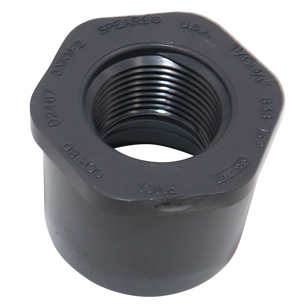 Spears® 838-167 Reducing Bushing, 1-1/4x3/4", SpigotxFNPT, SCH 80/XH, PVC, Domestic