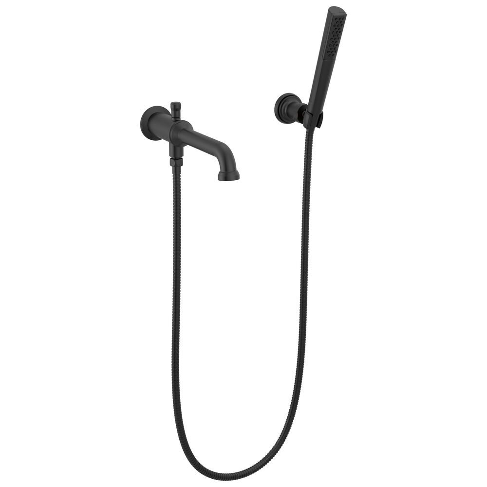 T5784-BLLHP-WL Delta Broderick™ Wall Mount Tub Filler Trim with Hand Shower, Less Handles, Matte Black